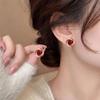 S925 Silver Red Pearl Stud Earrings - Elegant, Fashionable, Retro Accessory