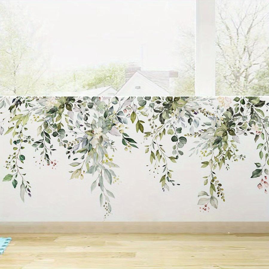 2pcs Watercolor Green Leaf Wall Decals Eucalyptus Plant Wall Stickers for Living Room Bedroom Nursery and Home Decoration