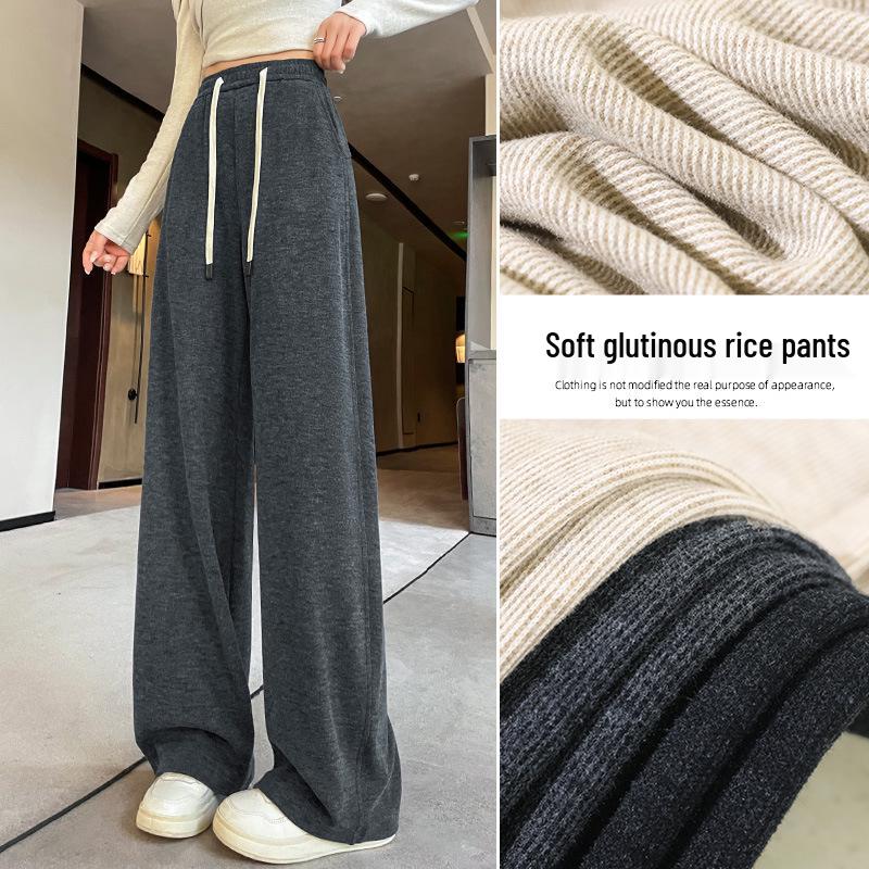 

Spring Draping Skin-Friendly Wide-Leg High Waist Glutinous Rice Pants - Women s Breathable Slimming Straight Leg Pants S