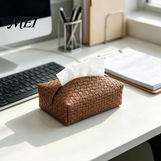 Convenient Tissue Holder for Car Foldable PU Leather Box, Multi-Purpose Desktop Storage Organizer, Travel Portable Case Simple Style Napkin