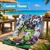 Custom Name Zombies Invasion Galactic Heroes Beach Towel Microfiber Beach Towel, Lightweight and Quick-Dry, for Summer Travel, Swimming Pool Gift