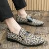 Designer Men's Gold Silver Leopard print Leather Casual Brogues Shoes Formal Wedding Dress Homecoming Footwear  Hombre