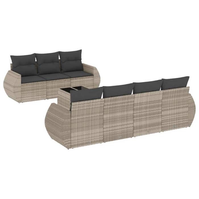 VidaXL Garden Lounge Set with Cushions 8 Pcs, Patio Sofas, Patio Furniture Set, Outdoor Furniture, Grey 3253469