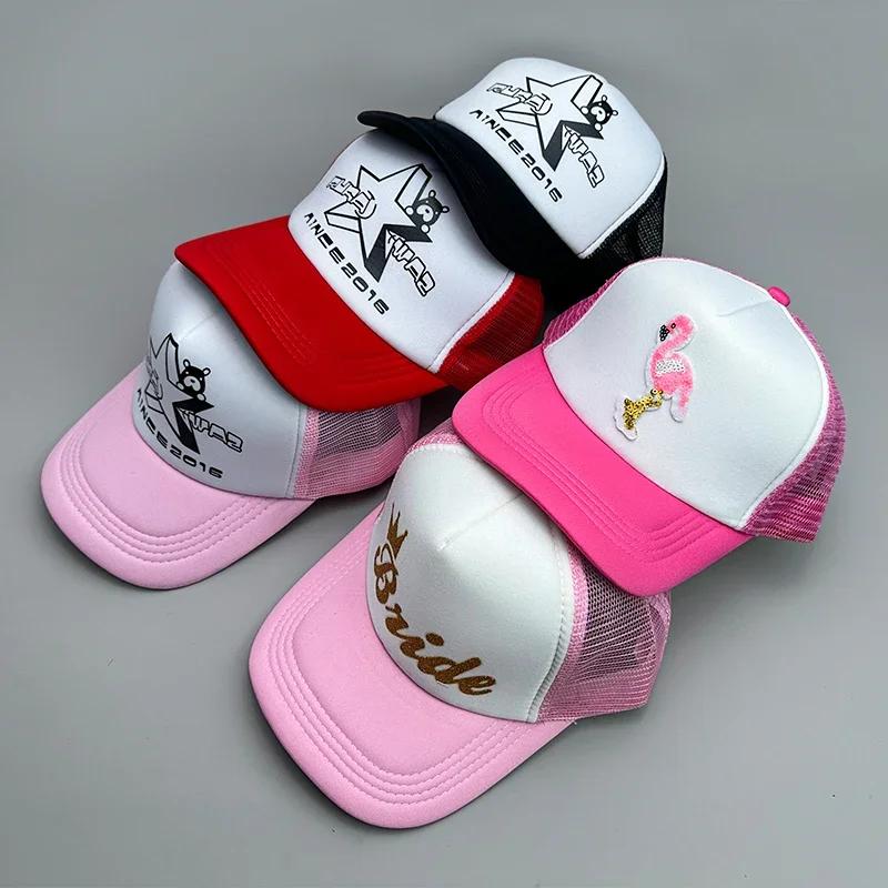 Neue coole Street Hip Hop Buchstaben bunte Netz-Baseballkappen für Männer und Frauen, Baumwolle, Sommer, verstellbar, atmungsaktiv, Snapback Sportkappen