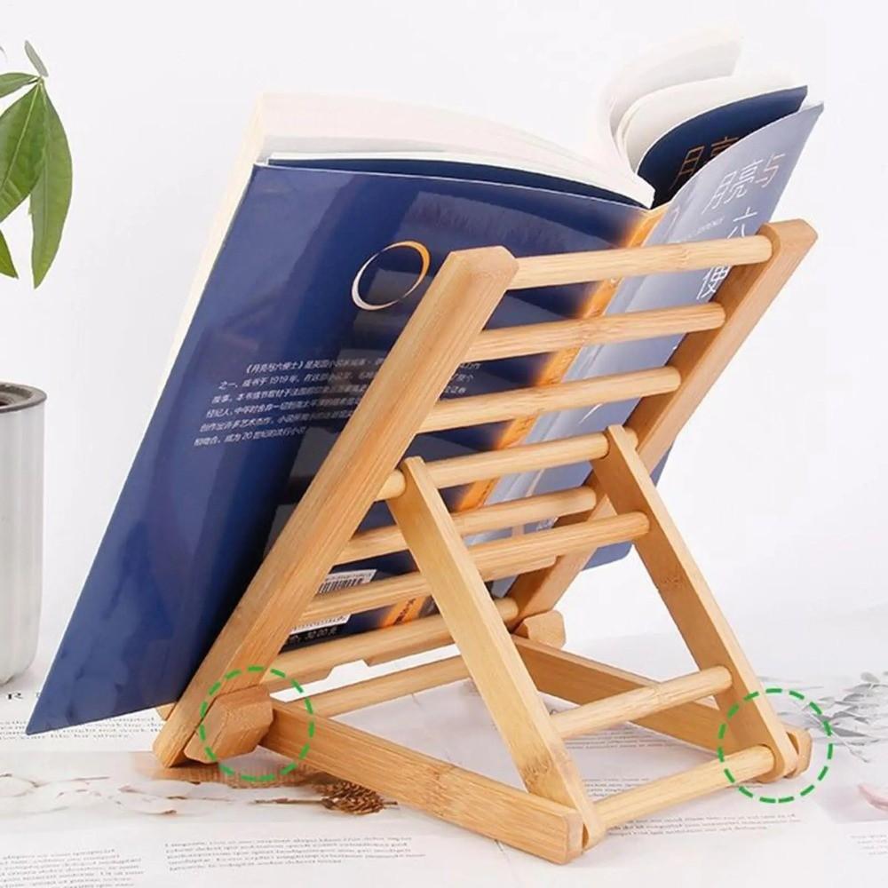 Wooden Book Holder Sturdy Kitchen Cookbook Stand Desktop Reading Rest Holder  Cell Phone Stand