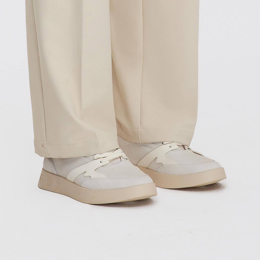 Li-Ning 1990 Wind Chime Retro Color Block Non-Slip Wear-Resistant Low-Top Skate Shoes Men sneaker Beige ALFS177-1