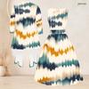 Women Plus Size Two Piece Set Round Neck Sleeveless Tie Waist Flared Dress 3 4 Sleeve Open Cardigan Printed