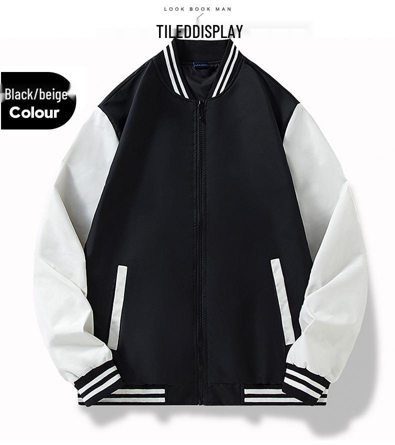 Hong Kong Style Color Block Waterproof Baseball Jacket - Men's Trendy Fashion for Spring & Autumn