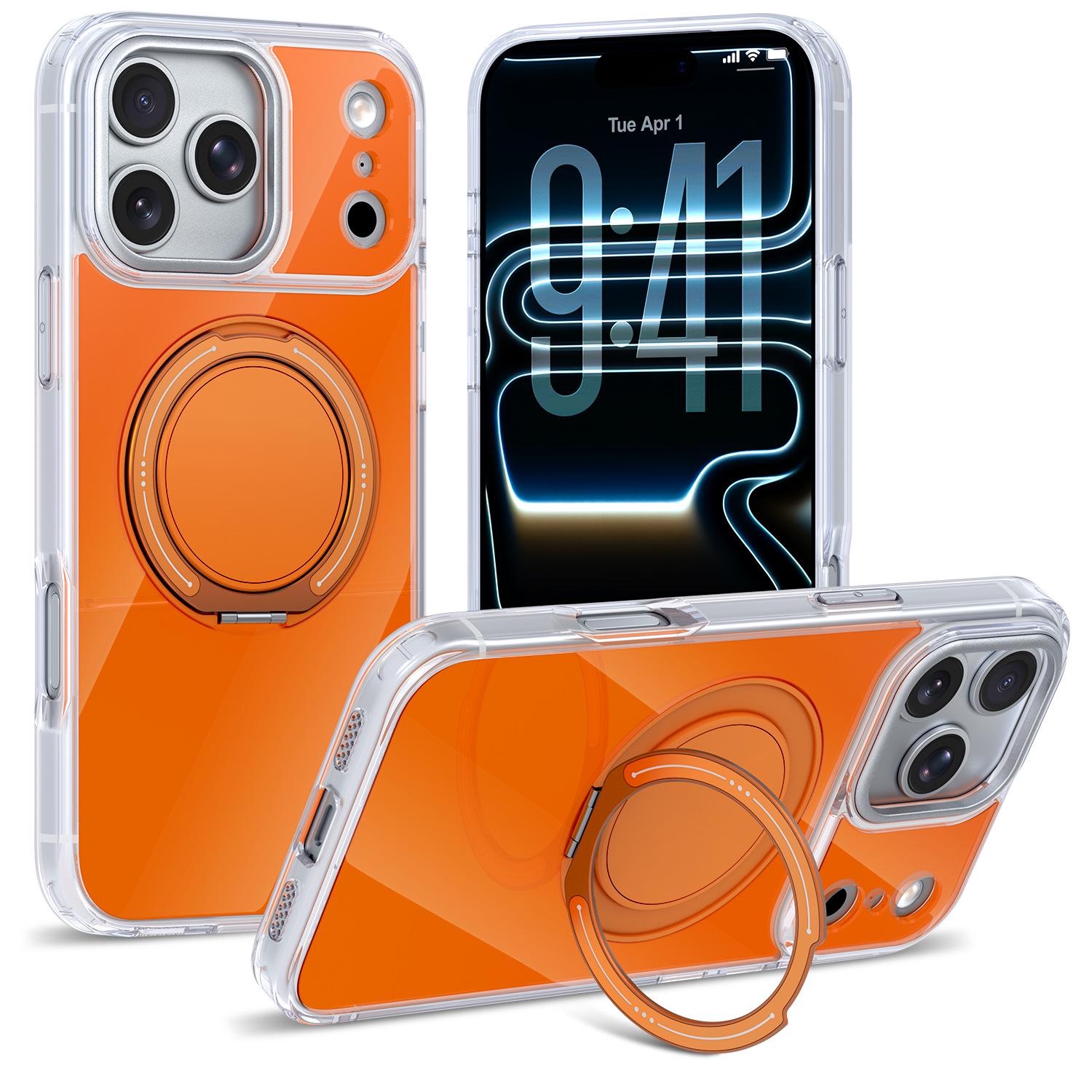 

360° Rotating Magnetic iPhone 16/17 Pro Max Case with Stand & Soft Edge iPhone 17 Pro оранжевый