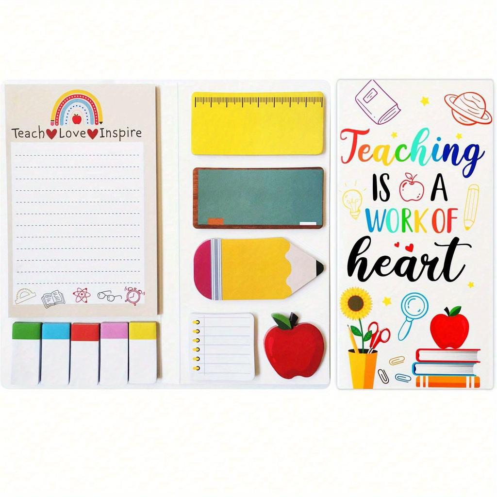 Teacher Sticky Notes Set - Teaching Supplies Shaped Sticky Note Pads Teacher To Do List Notepad Writing Memo Pads For Teacher Appreciation