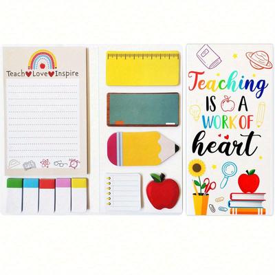 Teacher Sticky Notes Set - Teaching Supplies Shaped Sticky Note Pads Teacher To Do List Notepad Writing Memo Pads For Teacher Appreciation