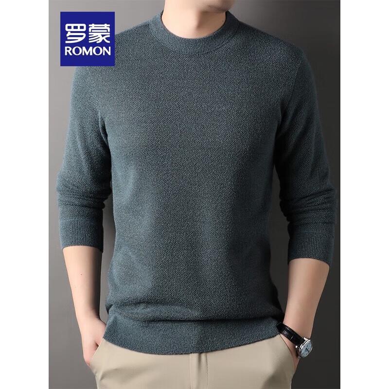 ROMON Men's Faux Mink Velvet Thermal Round Neck Knit Sweater