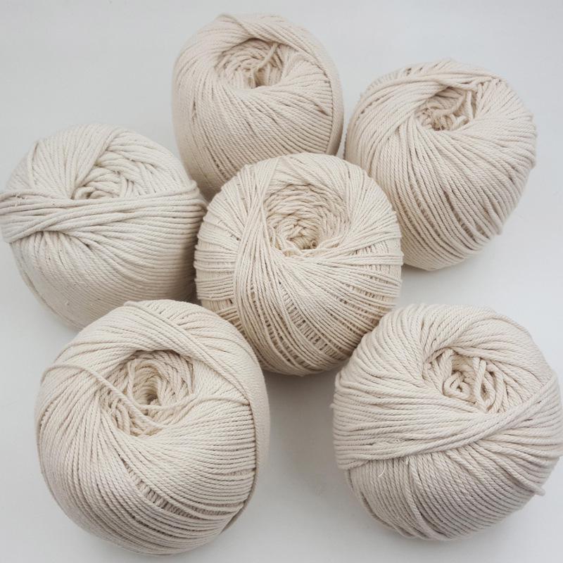 1.5mm-5mm Three-Strand White Cotton Rope for Tapestry Weaving and Wrapping Rice Dumplings