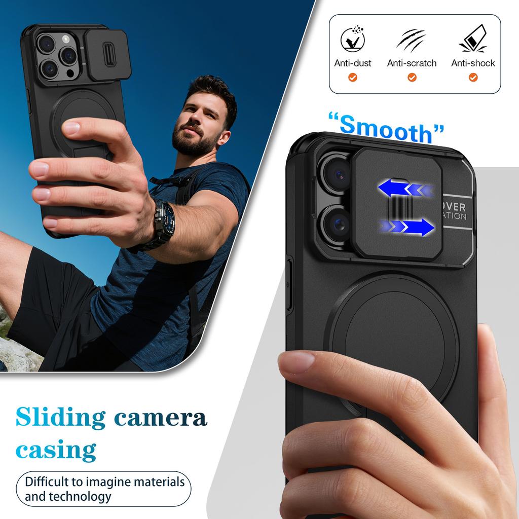 For iPhone 13 Pro Max Clear Phone Case with Lens Kickstand Cover Compatible with MagSafe