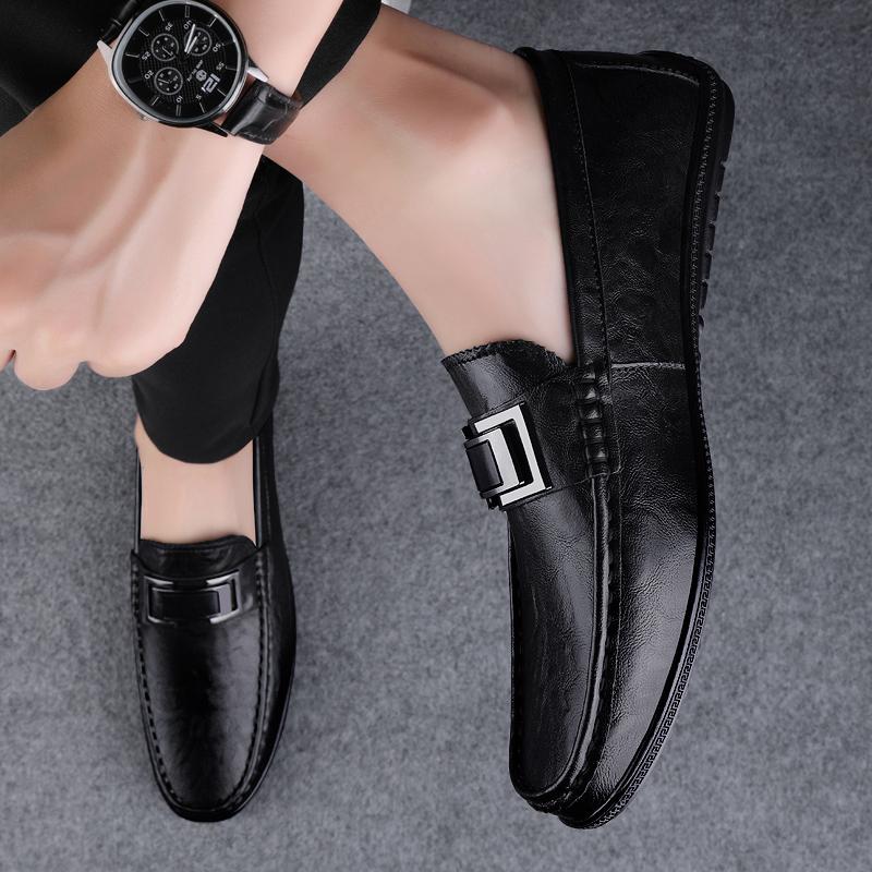 Fashion New Men's Flats Genuine Leathe Men All-match Casual Shoes High Quality Mens Comfortable Loafers Mens Slip On Walking Footwear