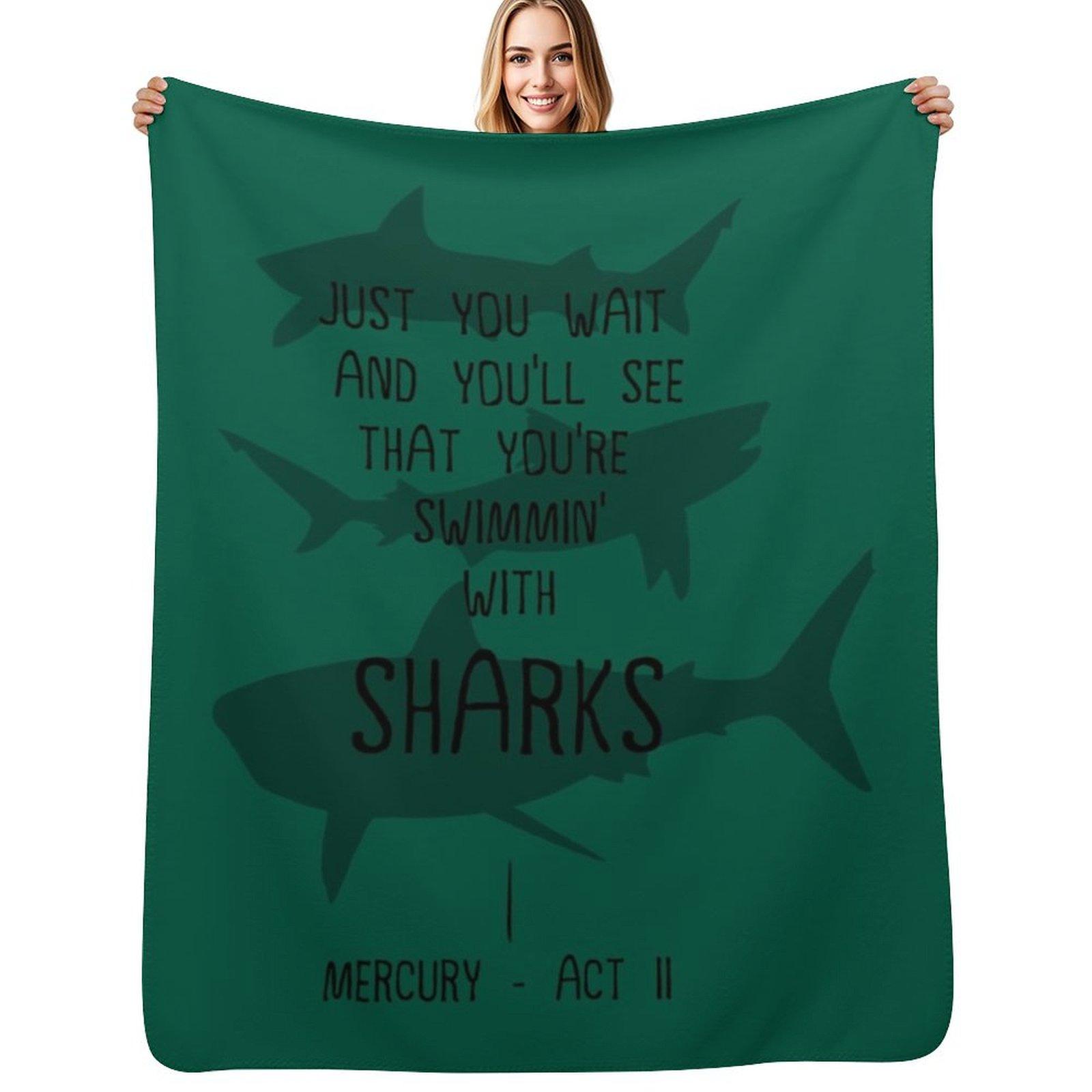 Sharks Throw Blanket Air Conditioner Soft Blanket for Office Home Size: 75*100cm, Weight: 230 GSM