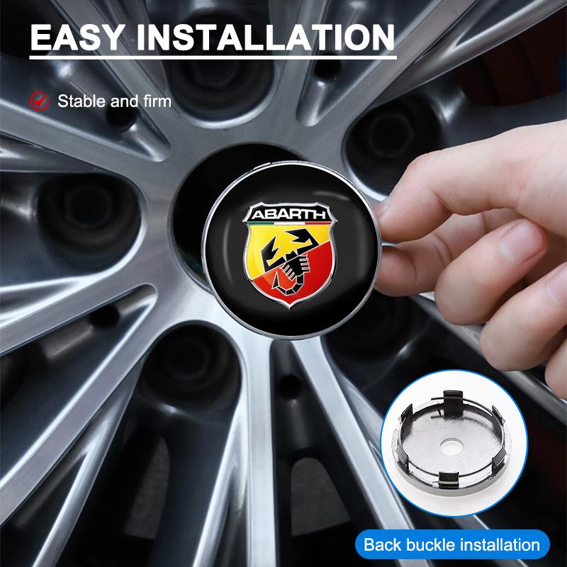 4pcs 60mm Car Wheel Center Hub Cap Rim Cover Emblem Stickers For Abarth UNO Astra Bravo Panda Linea Freemont Strada Doblo