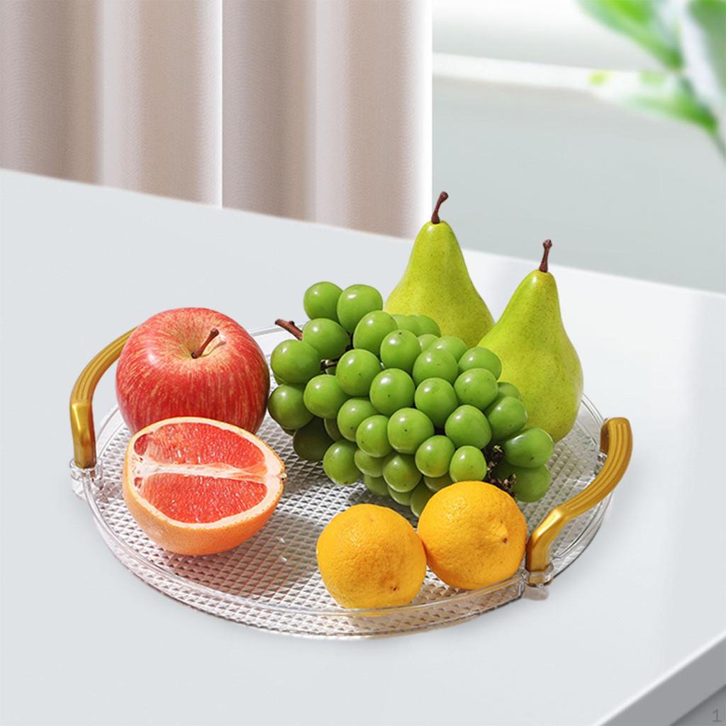 Decorative Tray Dish Snack Plate Elegant Food Modern Tea Cup Holder Round with Handles for