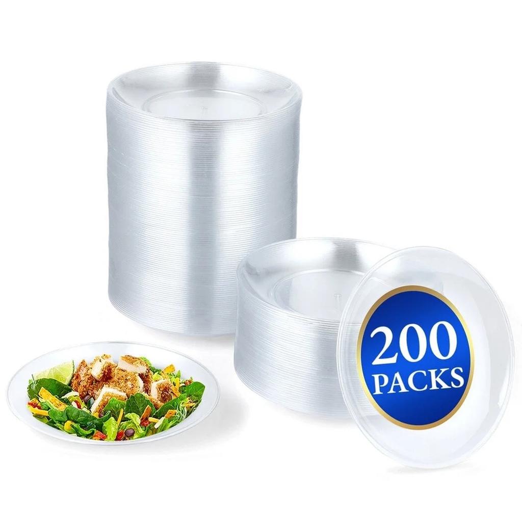 200 kusů Jednorázové Průhledné Plastové Talíře Na Svatbu 5palcové Kulaté Malé Talíře Podnosy Na Párty Svatby Pro Catering Hotel Dezert BBQ Piknik