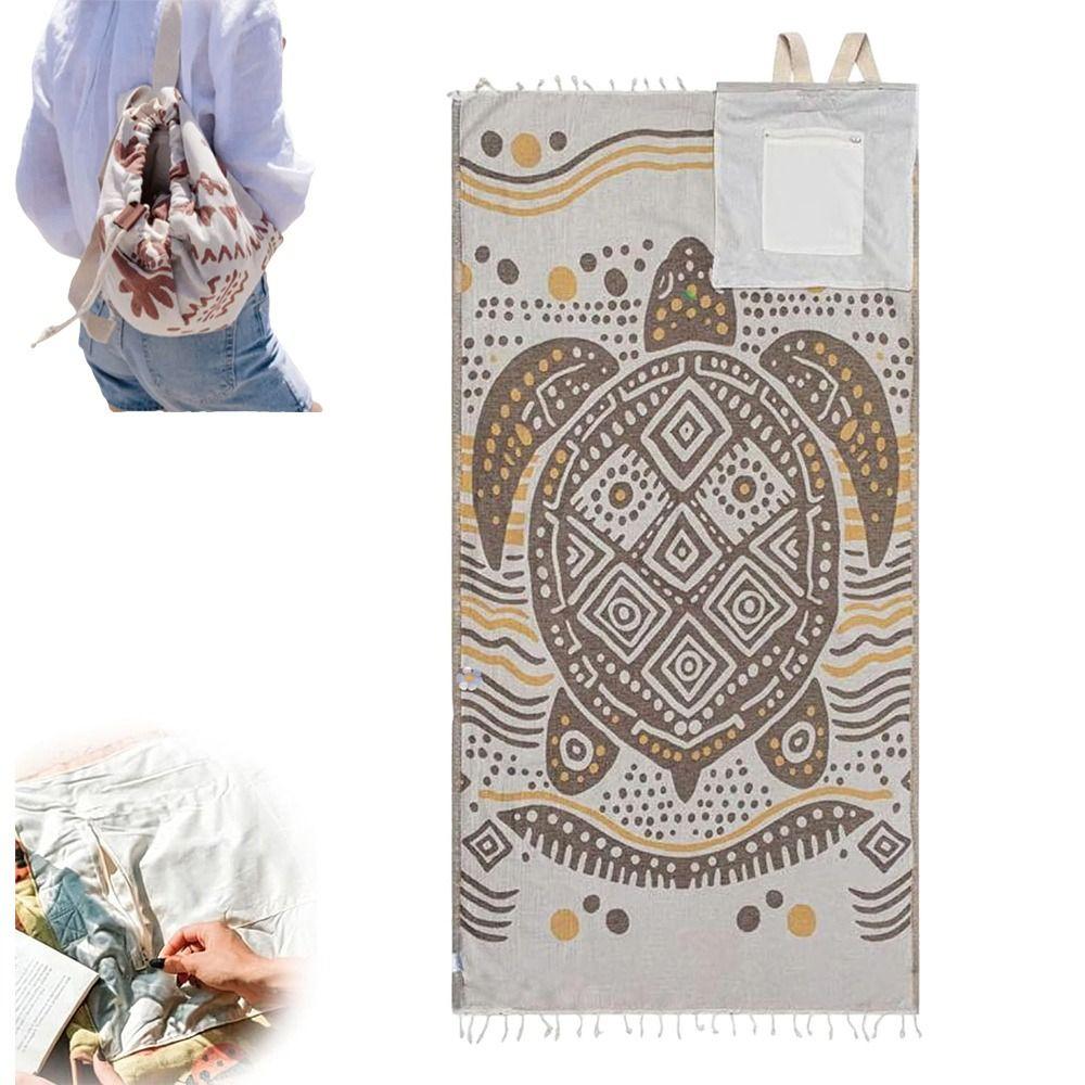 Fashion 2-in-1 Convertible Towel & Backpack Wearable Oversized Beach Towel Quick-Dry Sand-Repelling Beach Bag Summer