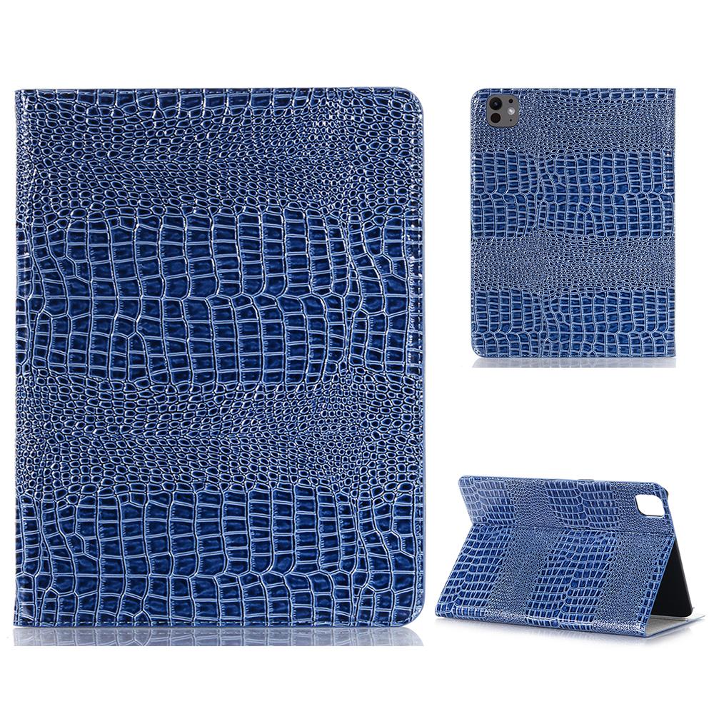 For iPad Pro 11 (2024) Case PU Leather Crocodile Texture Tablet Cover Auto Wake/Sleep