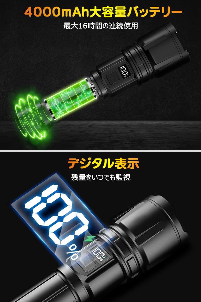 Powerful LED Large Capacity Handy Military 2000 Super High Disaster New Mountain Night Power Outage Countermeasures Flashlight, Light, Flashlight,
