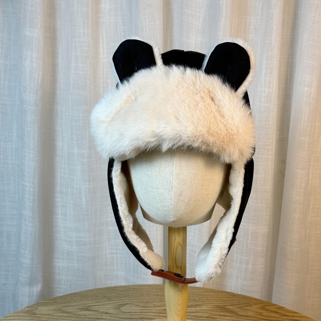 Japanese-style Winter Bear Ear Aviator Hat for Women, Cute and Versatile, Fleece-lined, Warm Ski Hat, Windproof Ear Protection Hat for Cycling