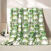 1 Cartoon Frog Print Flannel Blanket - Warm and Cozy, Perfect for Sofas, Offices, Beds, Camping, and Christmas.