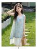 Children's Summer Dress with Floral Vest and Lace Patchwork