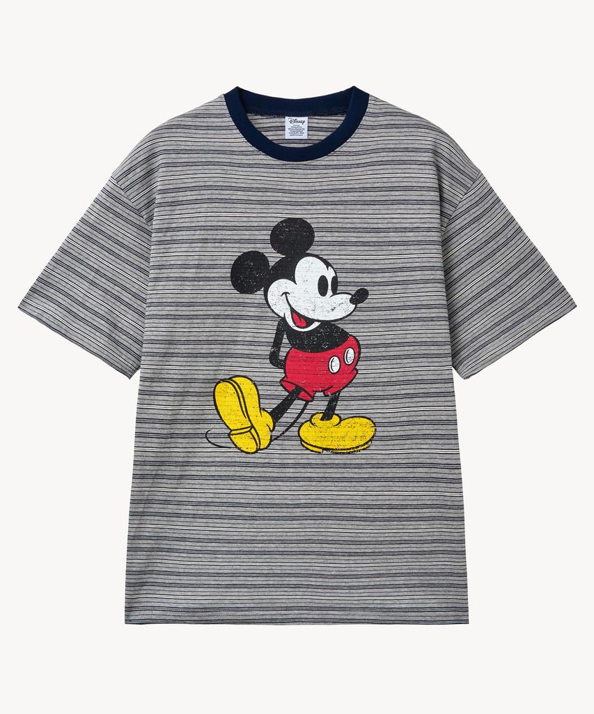 VTWO Stripe Classic _Mickey_ T-Shirt (Gray)