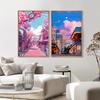 Japanese City Street Canvas Wall Art Anime Scenery Print Aesthetic Japan Town Landscape Poster Tokyo Cityscape Canvas Painting