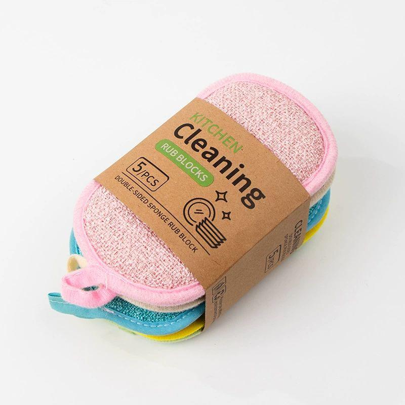 5 Pezzi Spugnette Detergenti da Cucina Biadesive Riutilizzabili Spugne Abrasive Resistenti per Piatti Blocchi Abrasivi Non Graffianti per Pentole Padelle