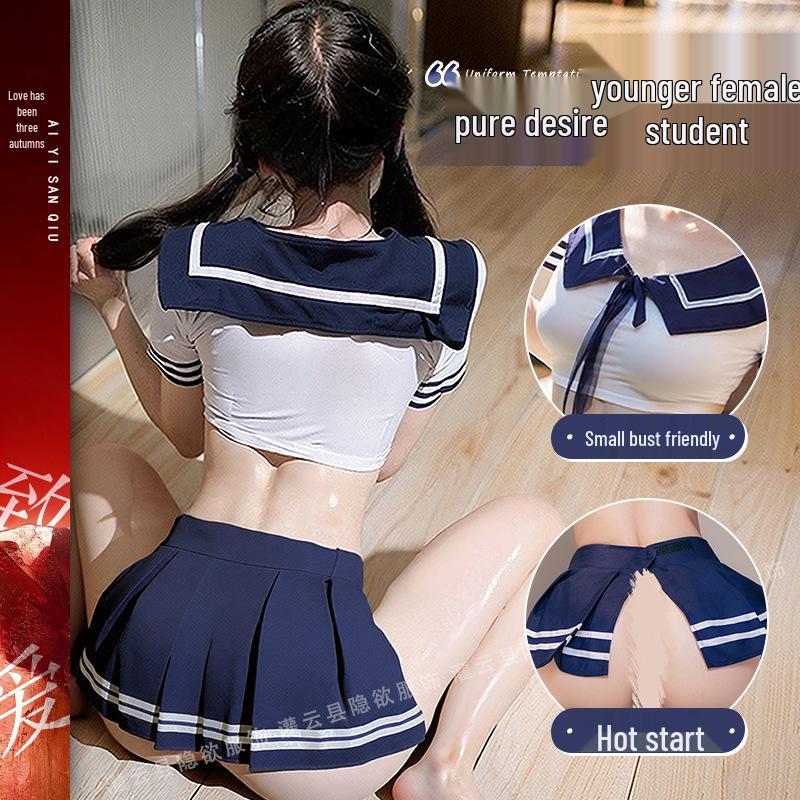 Sexy spodní prádlo Studentský námořnický oblek Roleplay Skládaná sukně