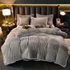Luxury Milk Velvet Ultra-thick Warm Bedding Set for Winter Warmth Skin-friendly Duvet Cover Set King Antistatic Quilt Cover Sets