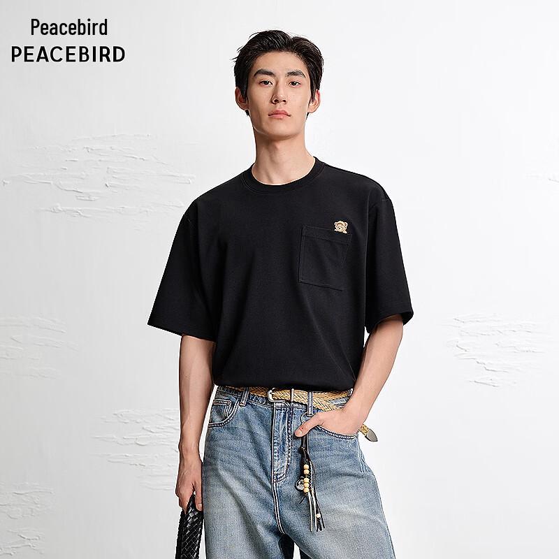 Peacebird Men s Bear Embroidered Short Sleeve T-Shirt 3XL