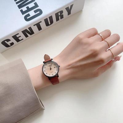 Nieuwe Mode Dameshorloges Casual Leren Riem Horloges Eenvoudige Dames Ronde Digitale Kwarts Polshorloges