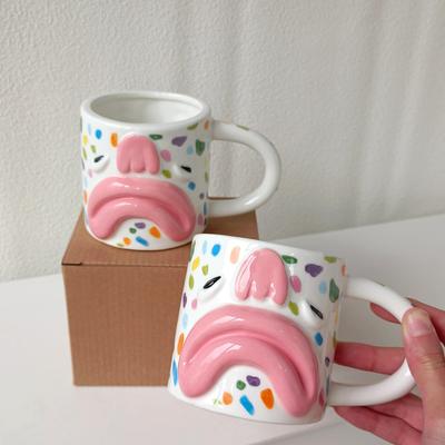 Korean Style Big Mouth Funny Expression Ceramic Coffee Mug