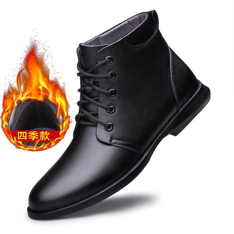 

Winter new men s Martin boots leather round head casual high-top men s shoes cotton lace-up leather leathershoes 45