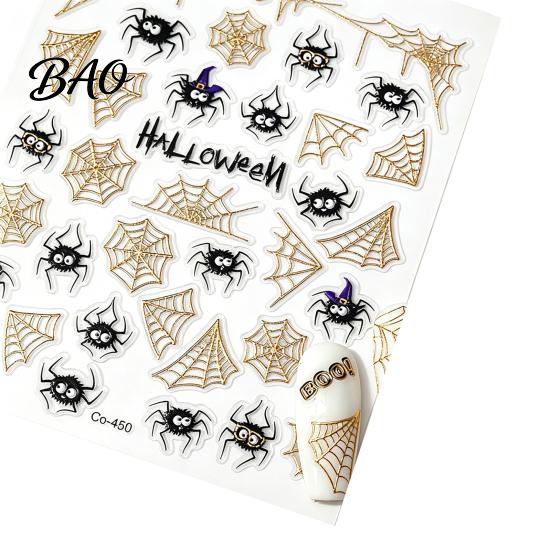 DIY Manicure Supplies Halloween Nail Art Stickers, Black Cat Ghost Pumpkin Wreath Adhesive Decals Self Stickers for Decoration, Holiday Party