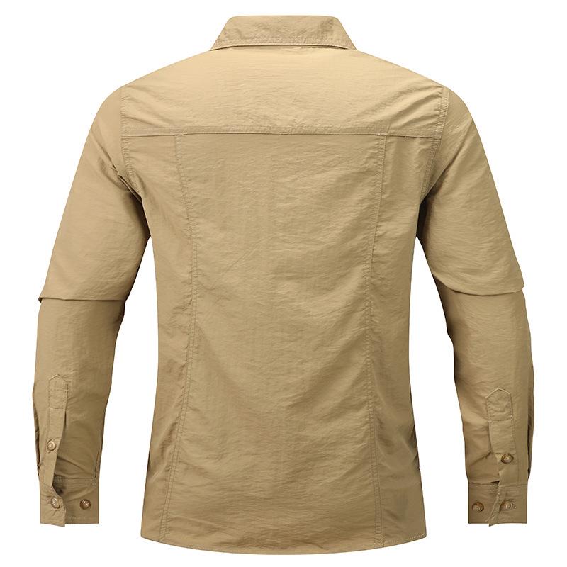 Men's Plus Size Casual Long-Sleeve Shirt with Pocket - Solid Color, Ideal for Middle-Aged & Young Men, Autumn Workwear Style