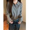 1116 autumn and winter Korean version polo collar button design loose versatile core-spun yarn knitted sweater backing sweater