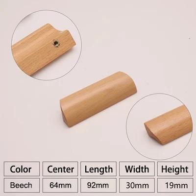 Natural Wood Furniture Handles Kitchen Door Knobs Cabinets Pulls Beech Wooden Handles for Cabinet and Drawers Furniture Hardware