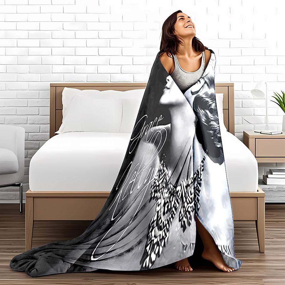 Elegant Monochrome Woman Blanket for All Seasons Blanket Lunch Break Throw Gift