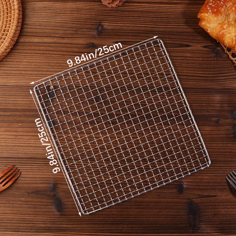 Stainless Steel Camping Grill Rack Grate Mesh Pads Portable Square Grilling Net Fire Cooking Outdoor Traveling Picnic Bbq Pad