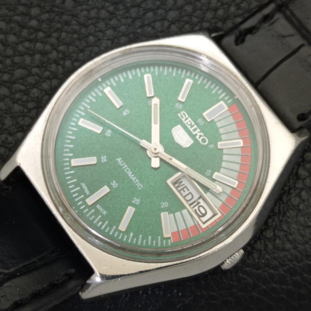 Seiko 5 AUTOMATIC 6309A VINTAGE JAPAN MENS GREEN COLOR DIAL WATCH A701908-5 R207-a701908