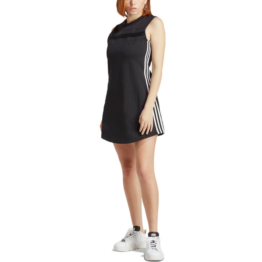 adidas Originals Blue Version Collection Sleeveless Dresses Women's Black Crew Neck Moderate Short HR3419