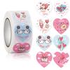 1 Roll Label Sticker Self-adhesive Strong Stickiness Thank You Heart Pattern Sticker Snowflake Label for Valentine's Day