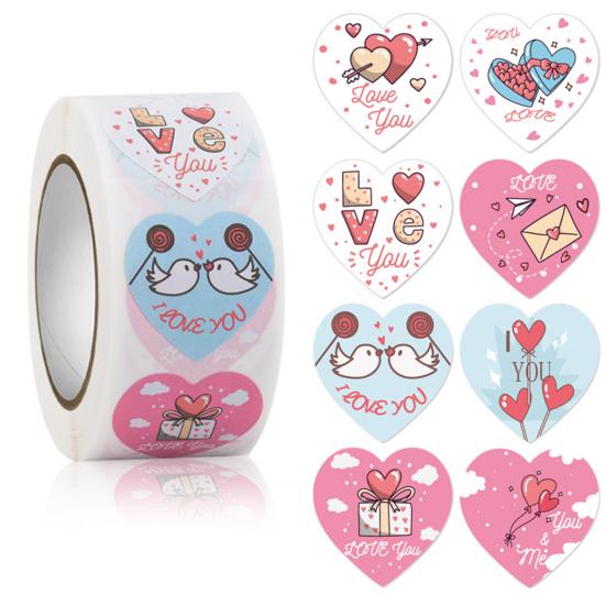 1 Roll Label Sticker Self-adhesive Strong Stickiness Thank You Heart Pattern Sticker Snowflake Label for Valentine's Day