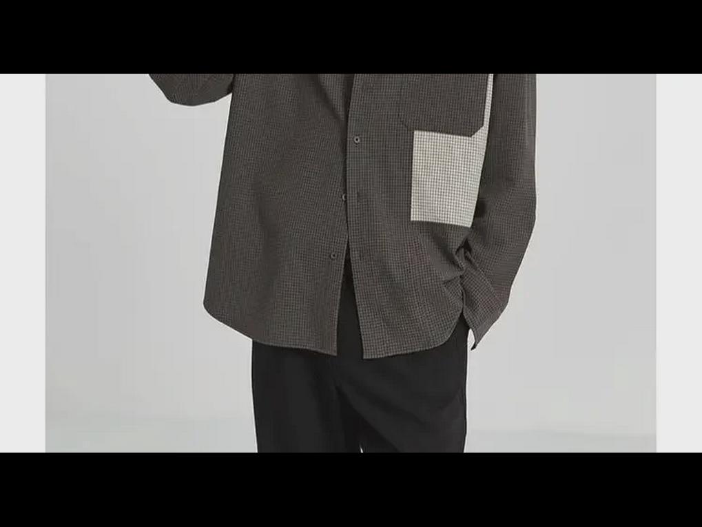2024 Men's Casual Long-Sleeve Plaid Shirt, Korean-Style with Contrast Stitching for Spring and Autumn