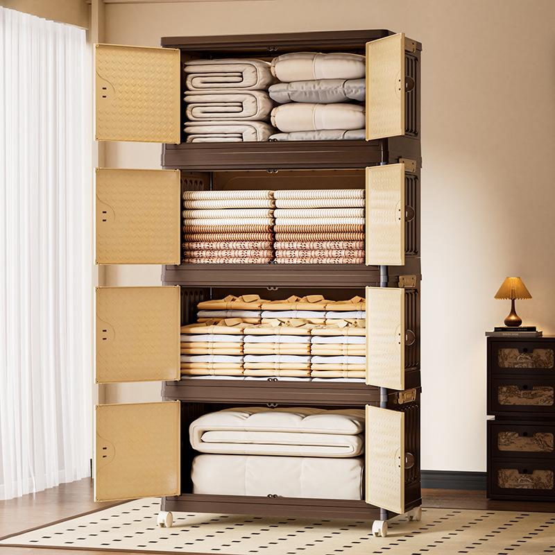 Vintage-Style Double Door Folding Storage Cabinet for Clothes